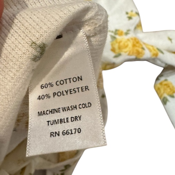 Free People Dylan Printed Thermal Bodysuit White Ivory Combo Floral Henley| M - Picture 7 of 8